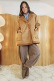 Aviator Oversized Shearling Jacket Tan /10=